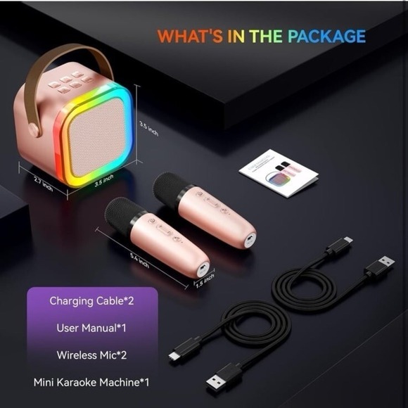 Karaoke Machine for Kids Adults, Portable Bluetooth Mini Karaoke Microphone Sing - Picture 7 of 12